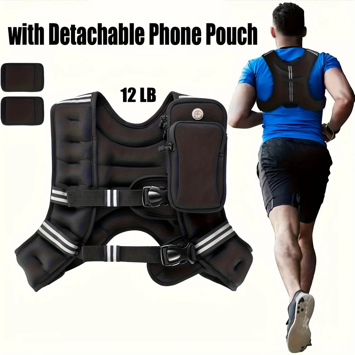 12lb Adjustable Weight Training Suit Empty Bag Fitness Running Vest, Hand And Foot Strength Training Physical Training Clothing