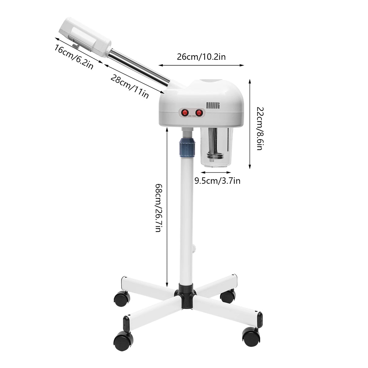 750ml Ozone Facial Steamer Height Adjustable Sprayer 360° Rotatable Movable Skin Care Equipment for Salon Beauty Spa White/Black