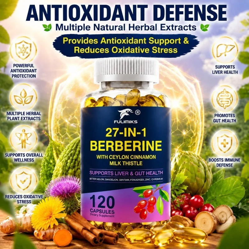 Berberine Supplement, with Ceylon Cinnamon & Milk Thistle, for Liver & Gut Health,  Aid Digestive Health Support Immune System