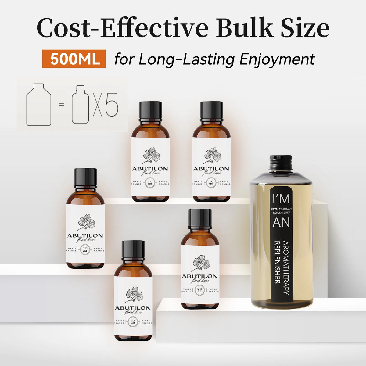500ML /200ML Hilton-Style Flameless Aromatherapy Essential Oil Long-Lasting Hotel Quality Air Diffuser Supplement for Home Humidifier
