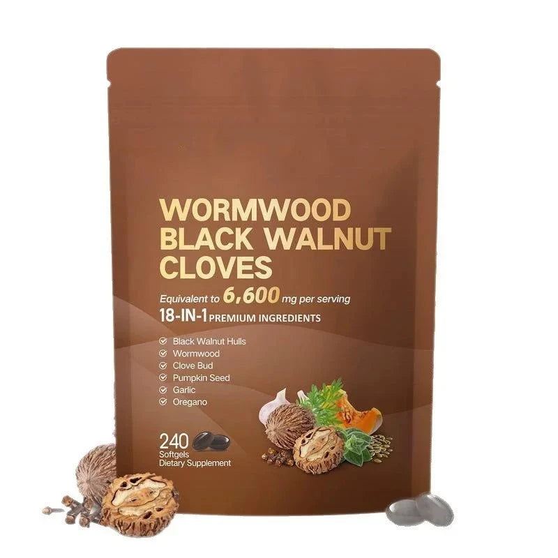 Wormwood Black Walnut Cloves 6600mg 18 In 1 Herbal Softgels Detox Digestive Health Gut Support Pumpkin Seed Garlic Oregano 240