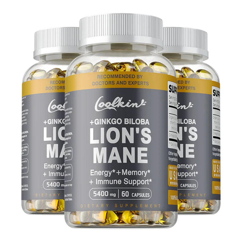 Lion's Mane Mushroom Capsules - Supports Brain Health, Improves Mental Clarity, and Enhances Memory and Concentration