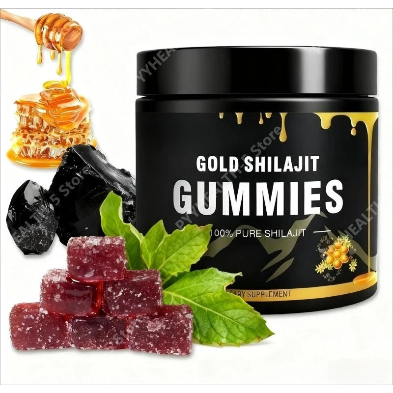 Shilajit Gummies Honey Lemon Flavor Himalayan Shilajit No Added Sugar Ashwagandha for Men Women 100% Natural Organic I 30 Gummy