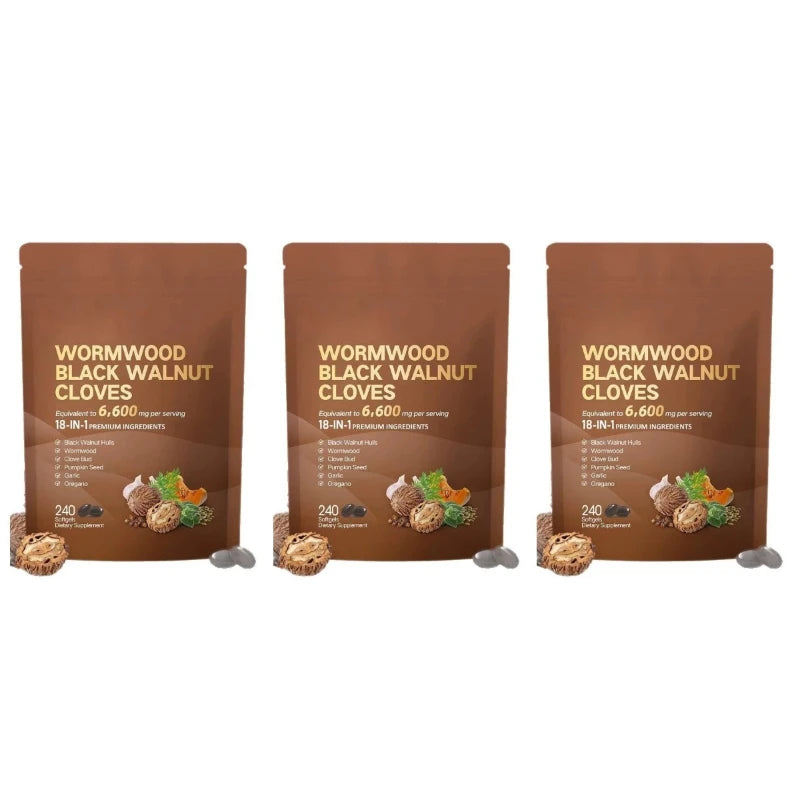 Wormwood Black Walnut Cloves 6600mg 18 In 1 Herbal Softgels Detox Digestive Health Gut Support Pumpkin Seed Garlic Oregano 240
