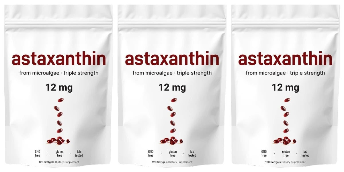 Astaxanthin 12mg Softgels From Plant-Based Microalgae with MCT Oil Dietary Supplement