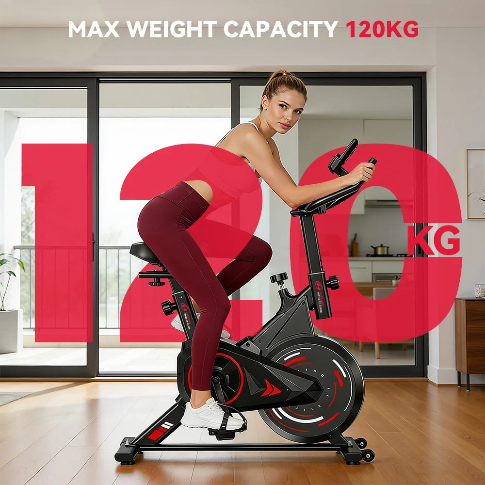 Exercise Bike Resistance Stationary Bicycle Low Noise, Heavy 6KG Flywheel and LCD Monitor 120kg for Home Indoor Bike