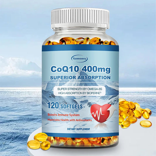 CoQ10 Capsules 400mg - Supports Heart, Cardiovascular Health, Promotes Blood Circulation, Improves Energy Levels, Antioxidant