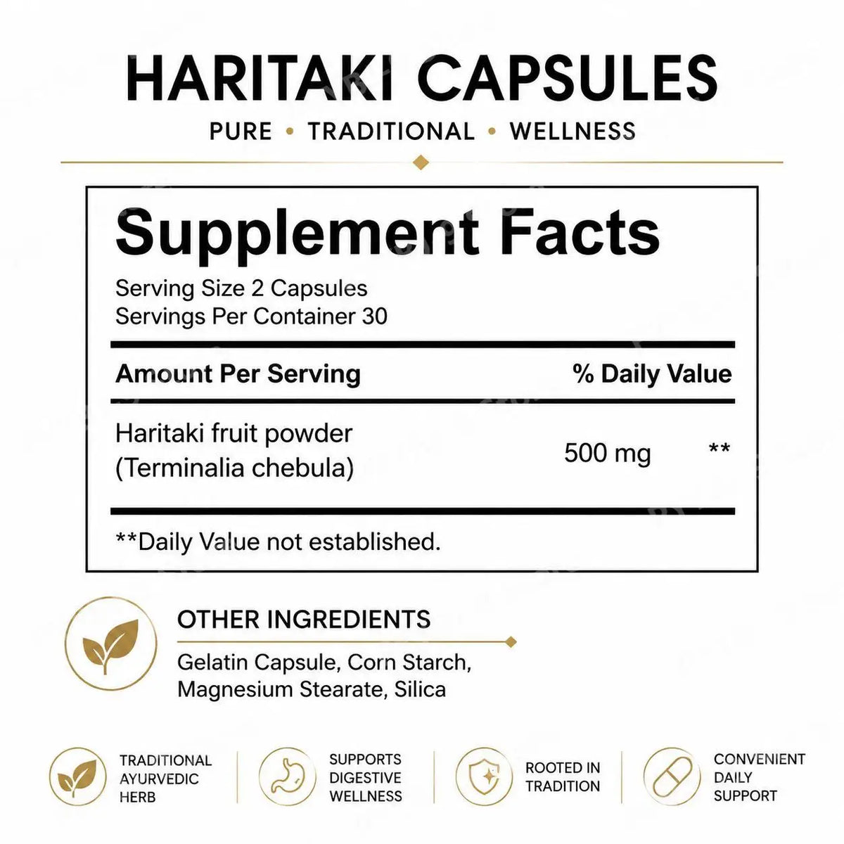 Haritaki Third Eye Capsules for Digestive Balance & Regular Gut Support with Antioxidant Protection, 60 Organic Veggie Capsules