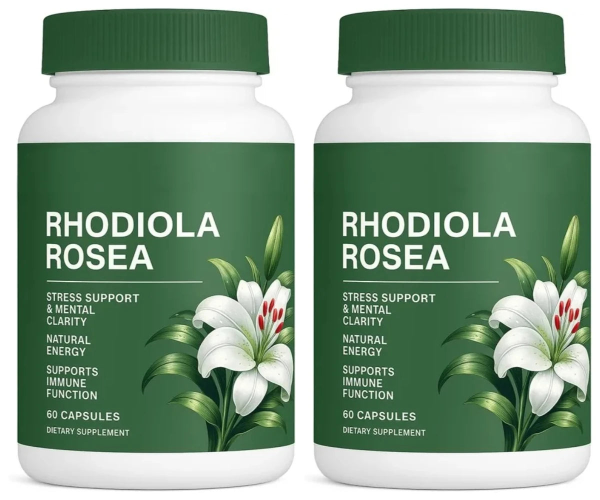 Rhodiola Rosea Capsules 500mg Herbal Supplement for Daily Energy Balance Mental Focus Adaptogen Plant Extract 60 Capsules