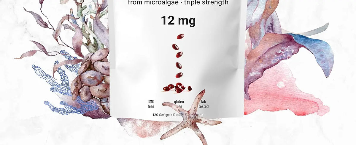 Astaxanthin 12mg Softgels From Plant-Based Microalgae with MCT Oil Dietary Supplement