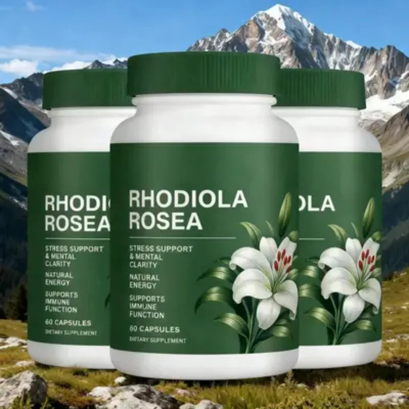 Rhodiola Rosea Capsules 500mg Herbal Supplement for Daily Energy Balance Mental Focus Adaptogen Plant Extract 60 Capsules