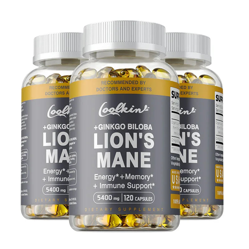 Lion's Mane Mushroom Capsules - Supports Brain Health, Improves Mental Clarity, and Enhances Memory and Concentration