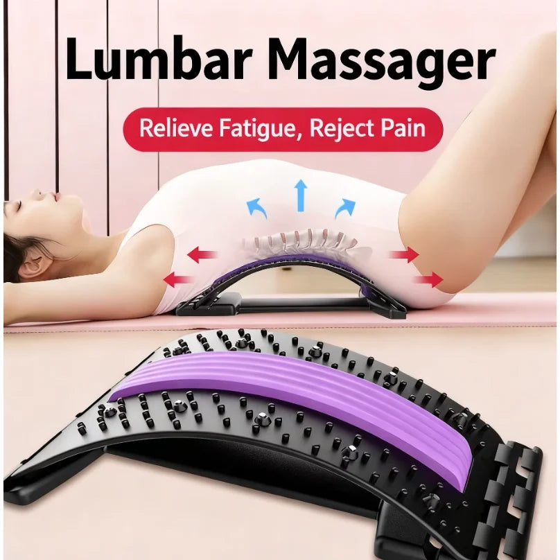 Lumbar Back Stretcher Massager, Spine Pain Relief, Vertebral Relaxer for Lower Back & Waist.