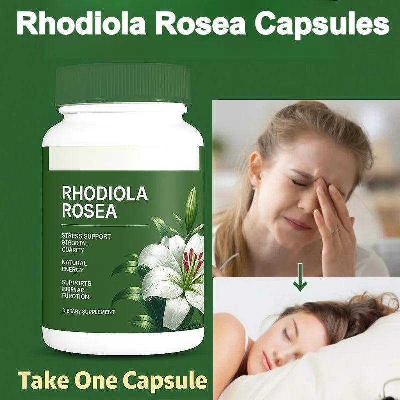 Rhodiola Rosea Capsules 500mg Herbal Supplement for Daily Energy Balance Mental Focus Adaptogen Plant Extract 60 Capsules