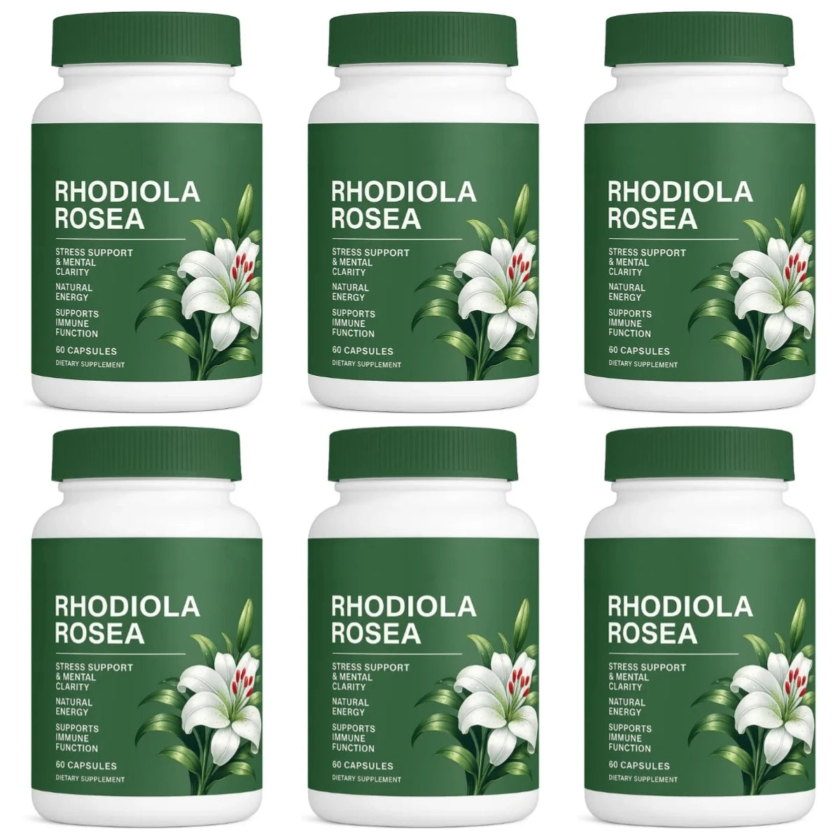Rhodiola Rosea Capsules 500mg Herbal Supplement for Daily Energy Balance Mental Focus Adaptogen Plant Extract 60 Capsules