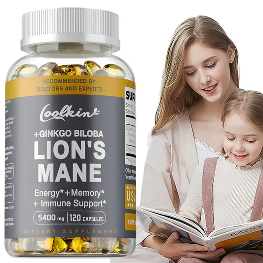 Lion's Mane Mushroom Capsules - Supports Brain Health, Improves Mental Clarity, and Enhances Memory and Concentration