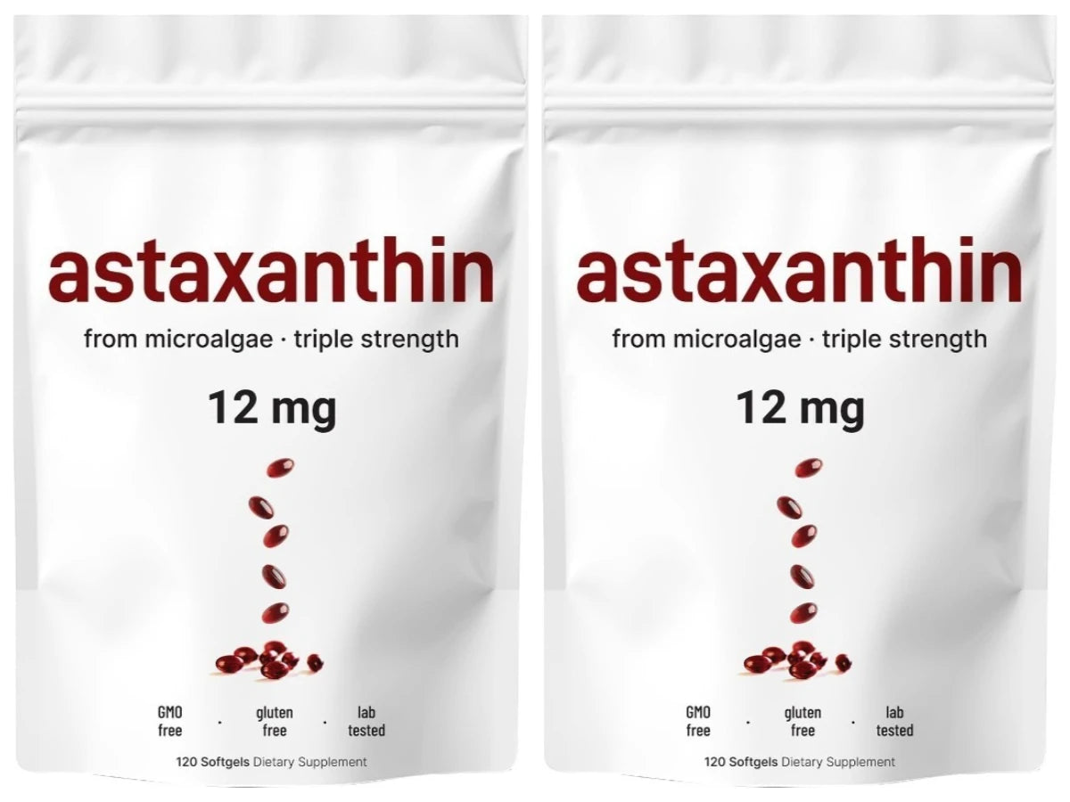 Astaxanthin 12mg Softgels From Plant-Based Microalgae with MCT Oil Dietary Supplement