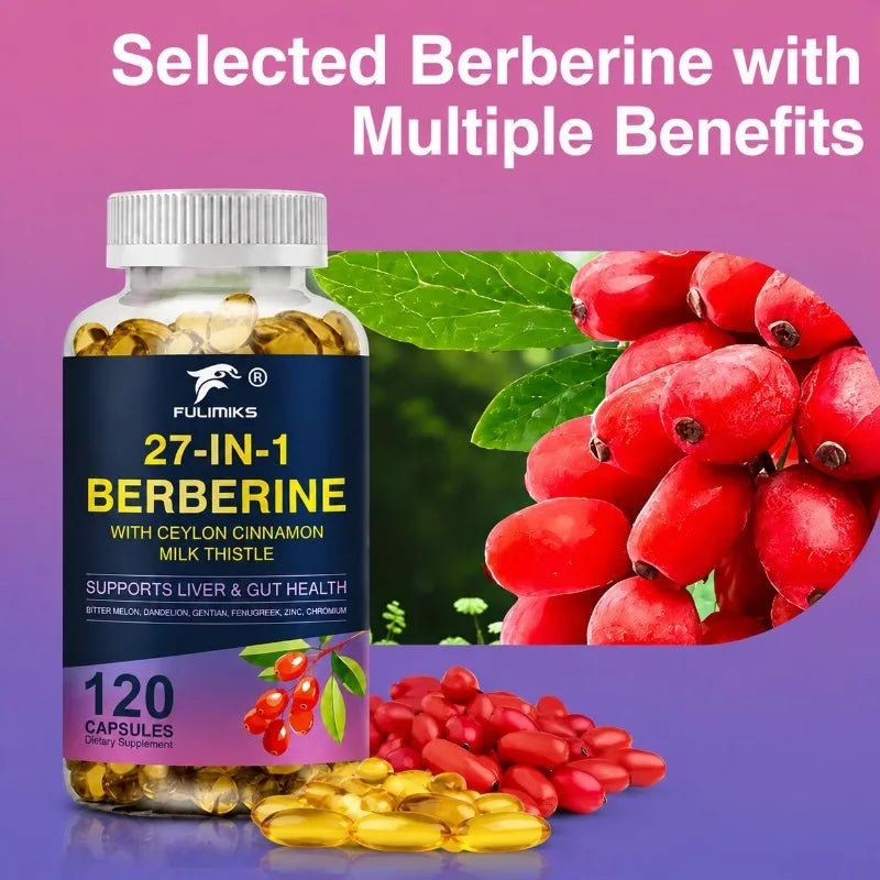 Berberine Supplement, with Ceylon Cinnamon & Milk Thistle, for Liver & Gut Health,  Aid Digestive Health Support Immune System
