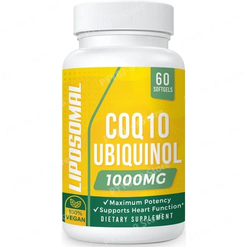 CoQ10 Ubiquinol 1000mg Vegan Softgels 60 Ct, Liposomal High Absorption Coenzyme Q10 for Heart Energy Antioxidant Daily Support