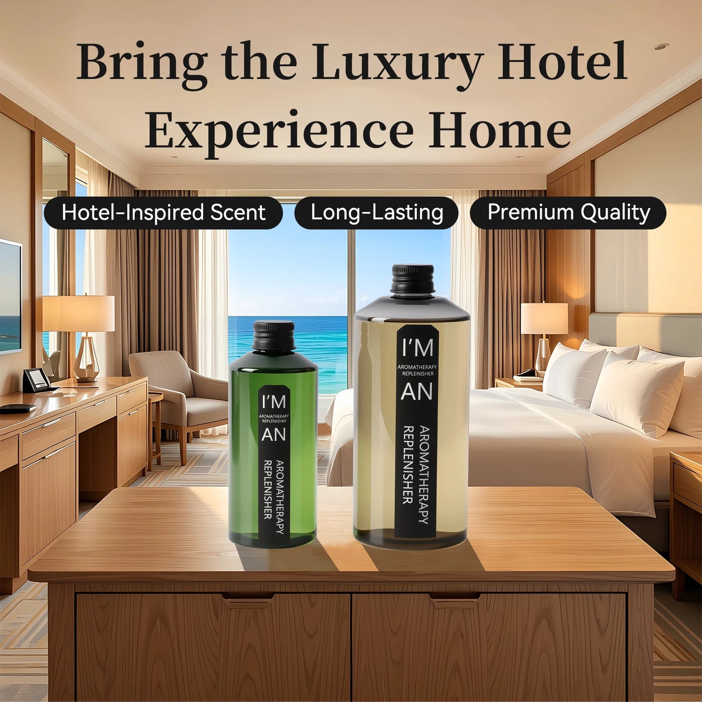 500ML /200ML Hilton-Style Flameless Aromatherapy Essential Oil Long-Lasting Hotel Quality Air Diffuser Supplement for Home Humidifier