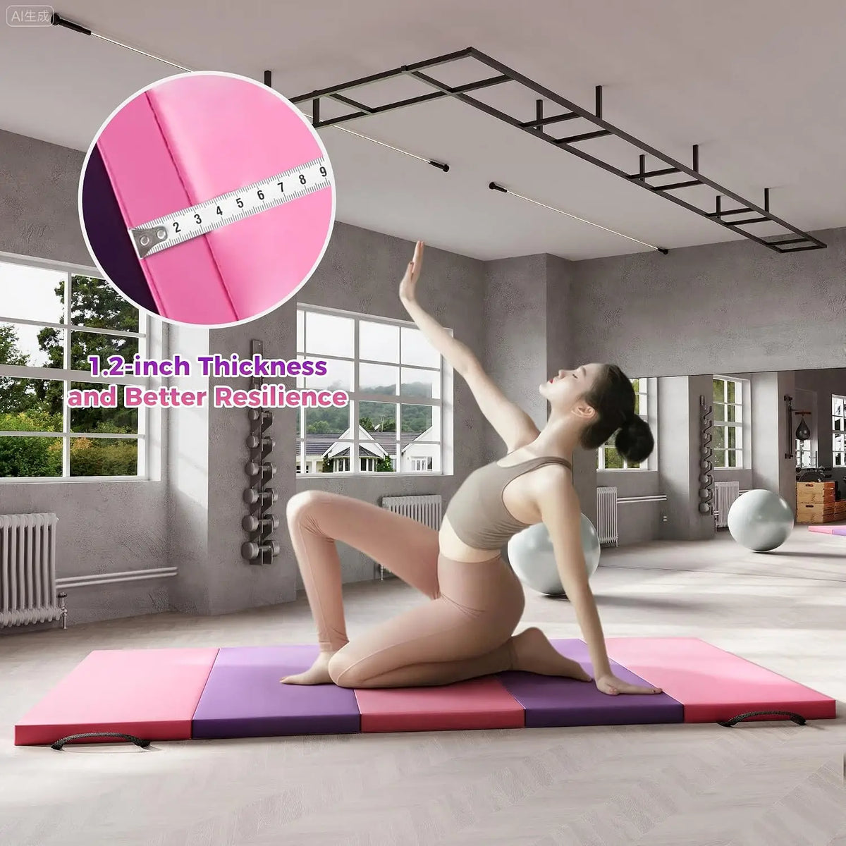 Foldable Yoga Mat Gymnastics Mat 5-Fold Exercise Floor Mat For Home Gym, Yoga, Pilates, Tumbling Training Non-Slip Surface Travel Fitness Exercise Mat