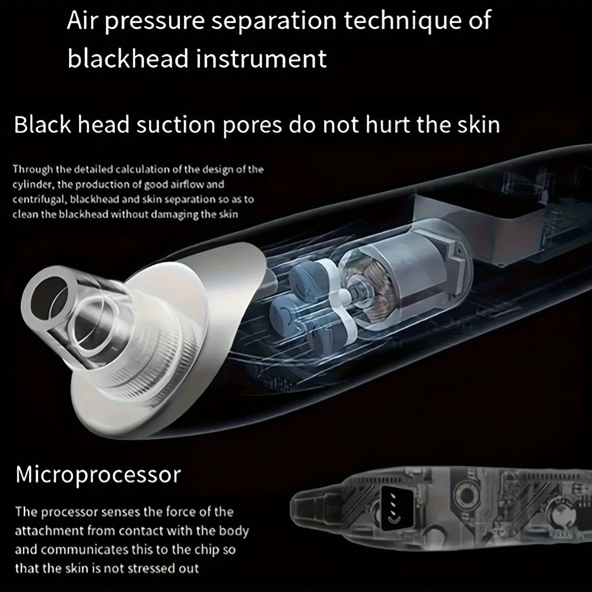 Cloud Prime Electric Facial Pore Cleaner Pimple Adsorbent Rechargeable Blackhead Reduce Tool 3 Suction Power, 5 Probes For Christmas And New Year Gifts