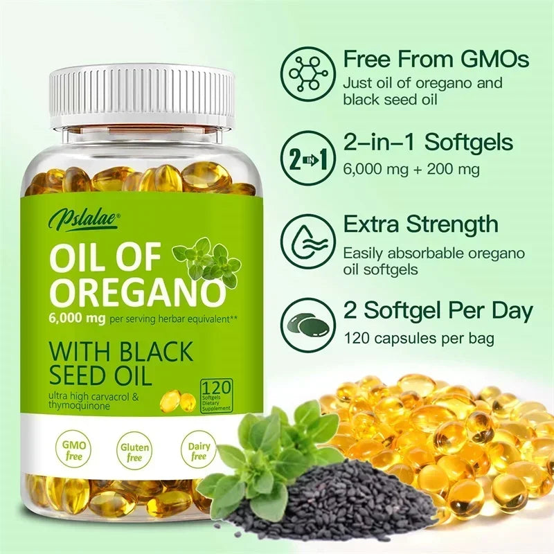 Oregano Oil - Immune and Antioxidant Support Supplement To Help Sustain Overall Well-Being, Healthy Intestinal Flora