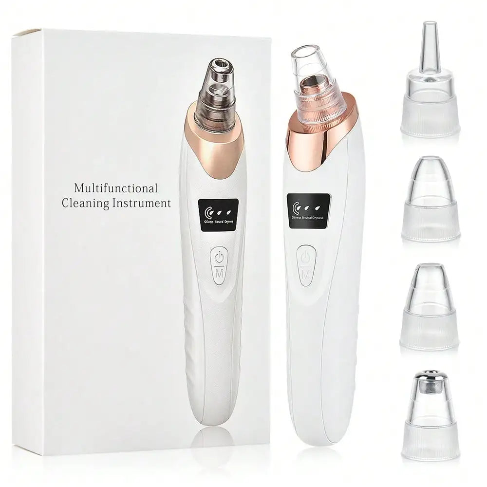 Cloud Prime Electric Facial Pore Cleaner Pimple Adsorbent Rechargeable Blackhead Reduce Tool 3 Suction Power, 5 Probes For Christmas And New Year Gifts
