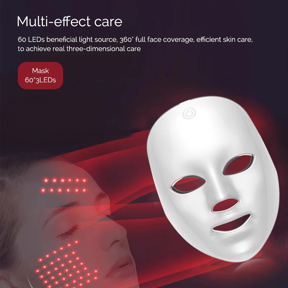 Wireless LED Face Mask 7 Colors Rechargeable Portable Facial Mask Skin Rejuvenation Skin Care Beauty Device